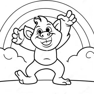 Glad Trold Der Danser Under En Regnbue Farvelaegningsside 7190-1261