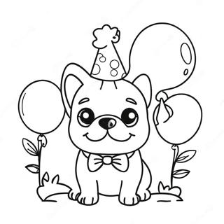 Elskelig Fransk Bulldog Med Balloner Farvelaegningssiden 72340-16124