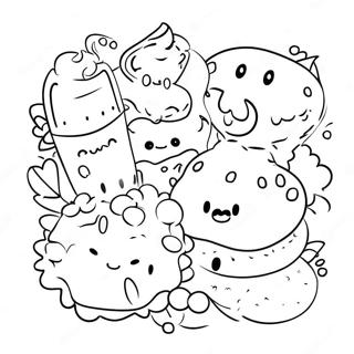 Sod Kawaii Anime Madkarakterer Farvelaegningsside 72391-16161