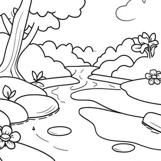 Blid Flod Med Strommende Vand Farvelaegningsside 72725 16415