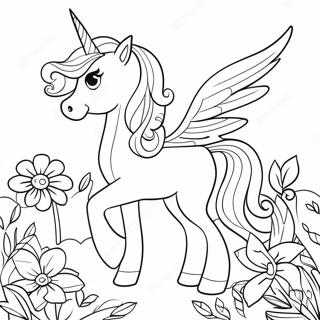 Elegant Alicorn Blandt Blomster Farvelaegningsside 73114 16724