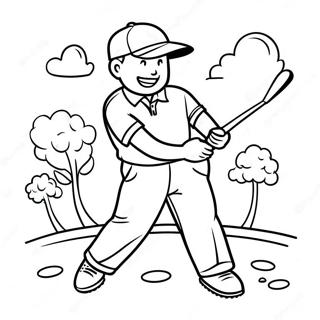 Glad Golfspiller Svinger Klub Farvelaegningsside 73163-16754