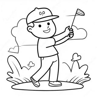 Glad Golfspiller Svinger Klub Farvelaegningsside 73163-16755