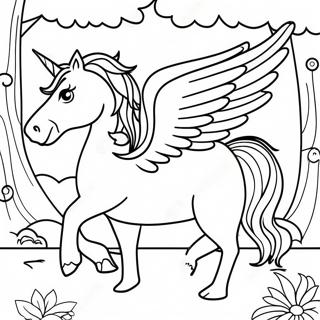 Fantasy Pegasus I En Magisk Skov Farvelaegningsside 74115 17502
