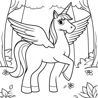 Fantasy Pegasus I En Magisk Skov Farvelaegningsside 74115 17503