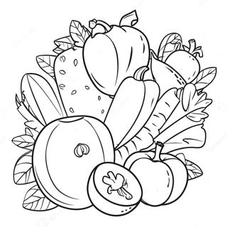Farverige Frugter Og Grontsager Farvelaegningsside 74422-17742