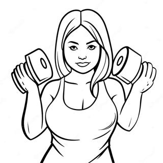 Staerk Kvinde Der Lofter Vaegte Farvelaegningsside 74547 17833