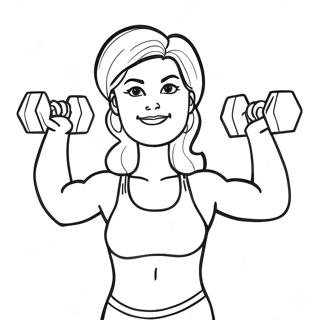 Staerk Kvinde Der Lofter Vaegte Farvelaegningsside 74547 17835