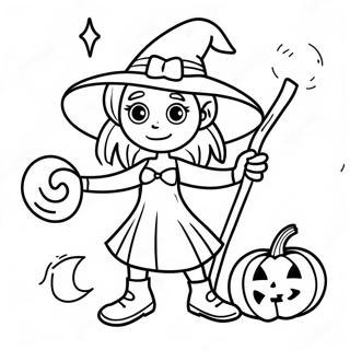 Venlig Heks Trick Or Treat Farvelaegningsside 75243-18377