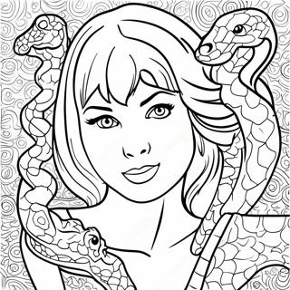 Taylor Swift Med Slange Motiv Farvelaegningsside 75911-18893