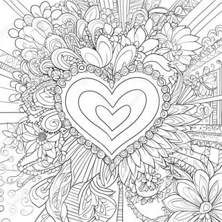 Intrikate Hjerter Og Blomster Farvelaegningsside 76042 19002