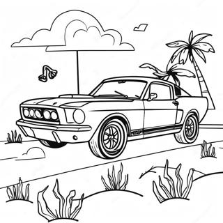 Mustang Gt I En Solnedgang Farvelaegningsside 76399-19281