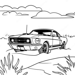 Mustang Gt I En Solnedgang Farvelaegningsside 76399-19282