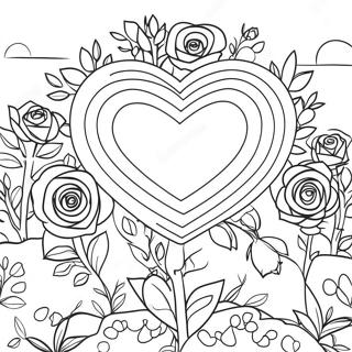 Farverig Hjerte Rose Have Farvelaegningssiden 76627-19458