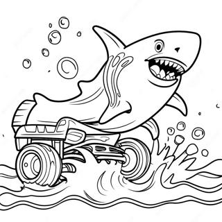 Haj Monster Truck Sprojtende Gennem Bolger Farvelaegningsside 78044 20539