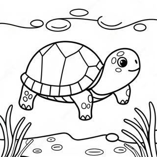 Glad Skildpadde Svommer Farvelaegningsside 7845 682