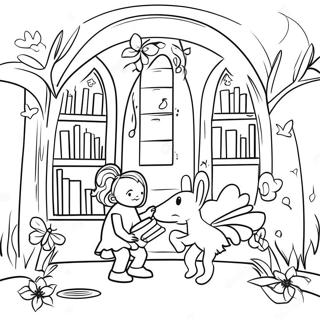 Magisk Bibliotek Med Feer Farvelaegningsside 78482-20877