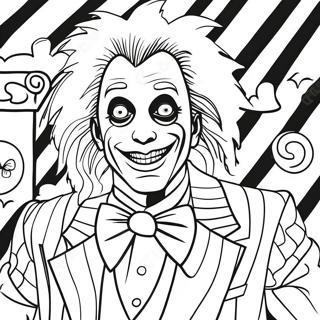 Beetlejuice I Sin Stribede Dragt Farvelaegningsside 79409-21589