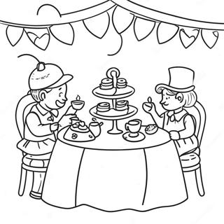 Vintage Teeparty Scene Farvelaegningsside 79798-21892