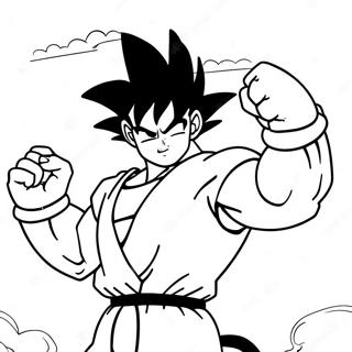 Goku Flyvende Med Nimbus Farvelaegningsside 8027-2594