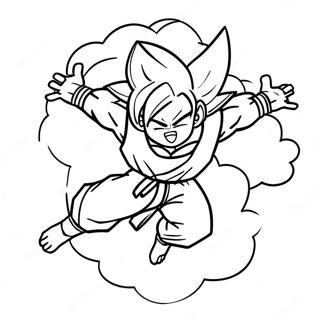 Goku Flyvende Med Nimbus Farvelaegningsside 8027-2595