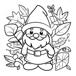 Festlig Efterars Gnom Med Blade Farvelaegningsside 80697-22590