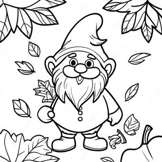 Festlig Efterars Gnom Med Blade Farvelaegningsside 80697-22591