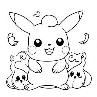 Bedarende Halloween Pikachu Med Spogelser Farvelaegningsside 81418-23149