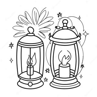 Farverige Lanterner Og Fyrvaerkeri Farvelaegningsside 81957 23564