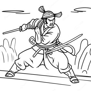 Vild Samurai Kamp Scene Farvelaegningsside 82239-23809