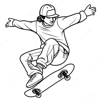 Skateboarder Der Udforer Et Flip Farvelaegningsside 82857-24290
