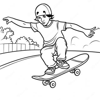 Ung Skateboarder I Aktion Farvelaegningsside 82858-24294
