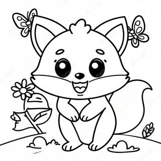 Glad Kawaii Raev Med En Sommerfugl Farvelaegningsside 83090-24475