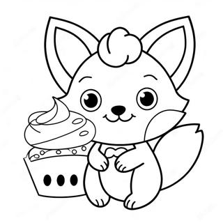 Elskelig Kawaii Raev Med En Cupcake Farvelaegningsside 83091-24477