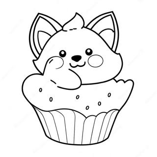 Elskelig Kawaii Raev Med En Cupcake Farvelaegningsside 83091-24479
