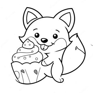 Elskelig Kawaii Raev Med En Cupcake Farvelaegningsside 83091-24480