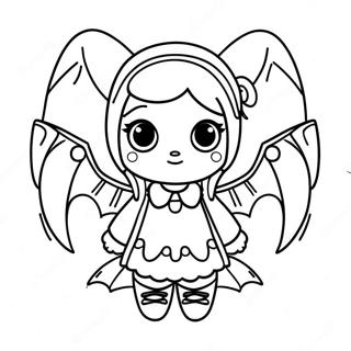 Pastel Goth Pige Med Flagermus Vinger Farvelaegningsside 83498-24796