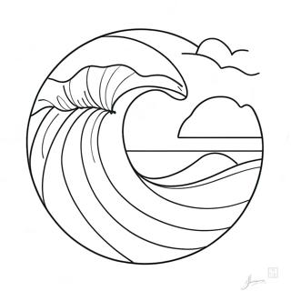 Minimalistiske Havbolger Farvelaegningsside 84165-25323