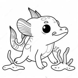 Axolotl Med Farverige Kaeber Farvelaegningsside 8569-875