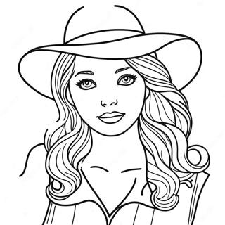 Charmerende Realistisk Pige Med Hat Farvelaegningsside 85779-26663