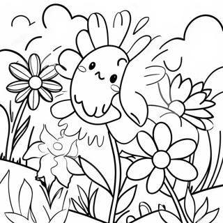 Livlig Blomsterhave Farvelaegningsside 85930-26775