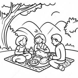 Familie Picnic Med Taeppe Farvelaegningssider 86672 27360