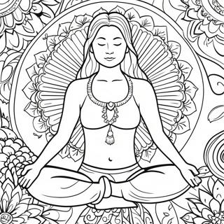 Fredelig Yoga Stilling Farvelaegningsside 87056-27655