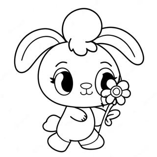 My Melody Holder En Blomst Farvelaegningsside 8744 1887