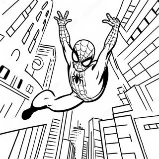 Spider Man Svinger Gennem Byen Farvelaegningsside 88391 28868