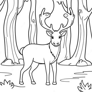 Majestaetisk Rensdyr I Skoven Farvelaegningsside 88470 28932