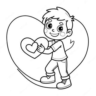 Legesyg Dreng Holder Et Gigantisk Hjerte Farvelaegningsside 88807 29194