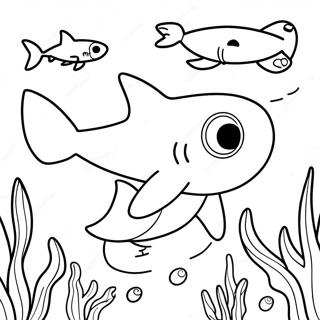 Baby Shark Svommer I Havet Farvelaegningsside 8926-650