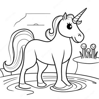 Mild Enhjorning Drikker Fra En Baek Farvelaegningsside 90249 30306