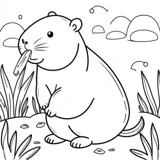 Capybara Spiser Graes Farvelaegningsside 90328-30370